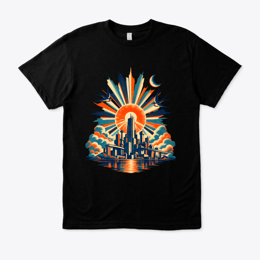 Urban Sunburst City Graphic T-Shirt | Streetwear Tee